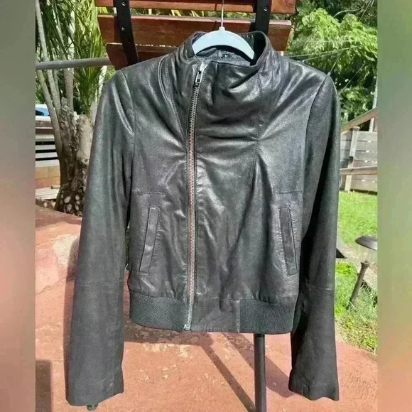 Joe’s Jeans Leather Jacket Medium Goth Emo Punk Moto Festival Concert - Picture 8 of 11